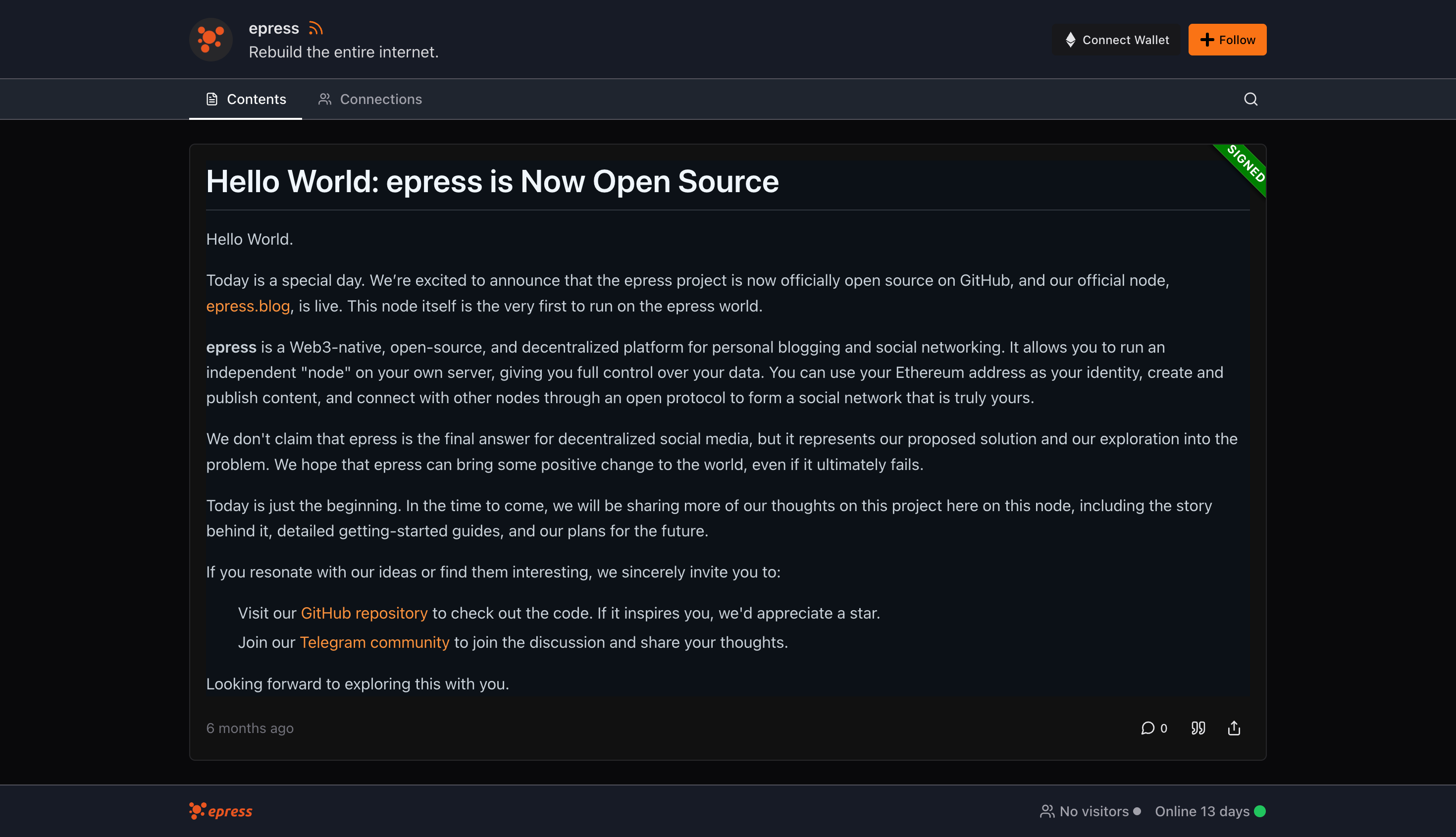 Real epress node — blog.epress.world